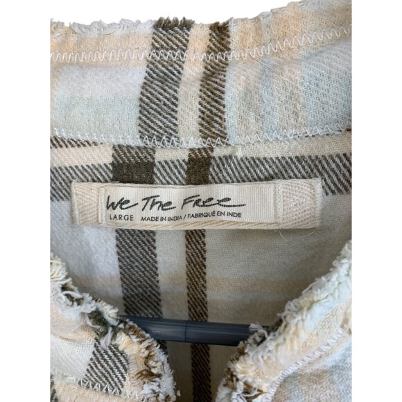 We The Free Womens L Plaid Button-Down Long Sleeve Shirt Shacket EUC 8130 - Picture 5 of 10